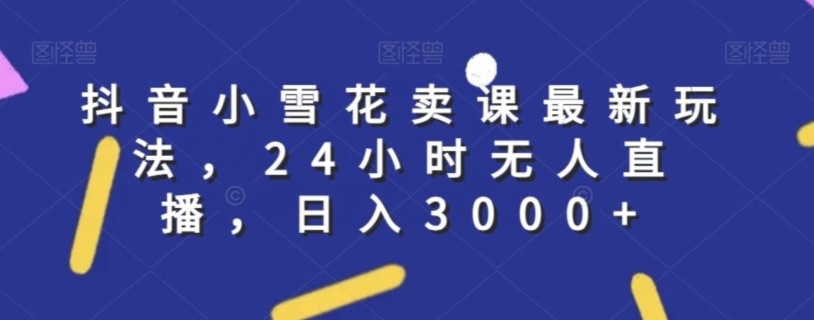抖音小雪花卖课最新玩法，24小时无人直播，日入3000+【揭秘】-创业资源库