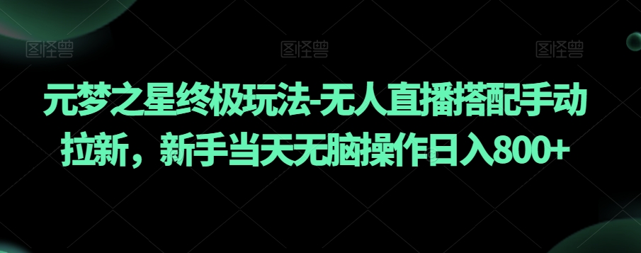 元梦之星终极玩法-无人直播搭配手动拉新，新手当天无脑操作日入800+【揭秘】-创业资源库