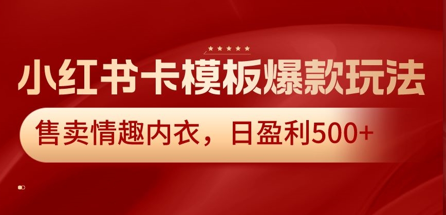 小红书卡模板爆款玩法，售卖情趣内衣，日盈利500+【揭秘】-创业资源库