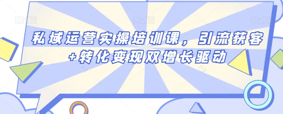 私域运营实操培训课，引流获客+转化变现双增长驱动-创业资源库