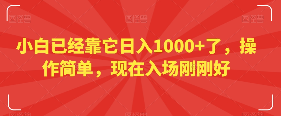 小白已经靠它日入1000+了，操作简单，现在入场刚刚好【揭秘】-创业资源库