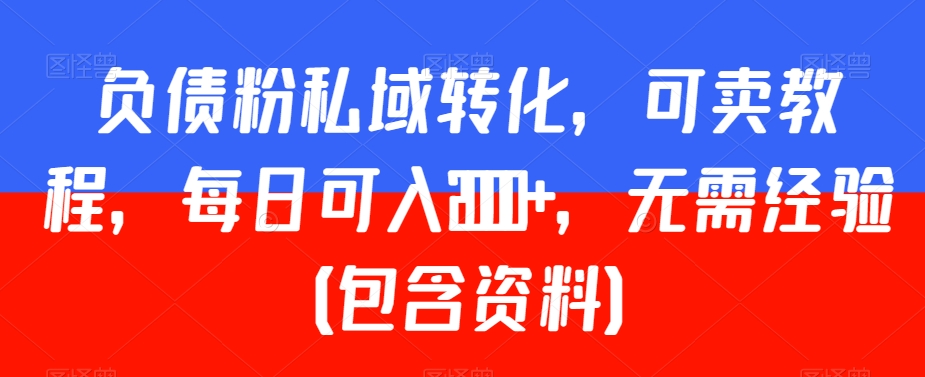 负债粉私域转化，可卖教程，每日可入2000+，无需经验（包含资料）【揭秘】-创业资源库