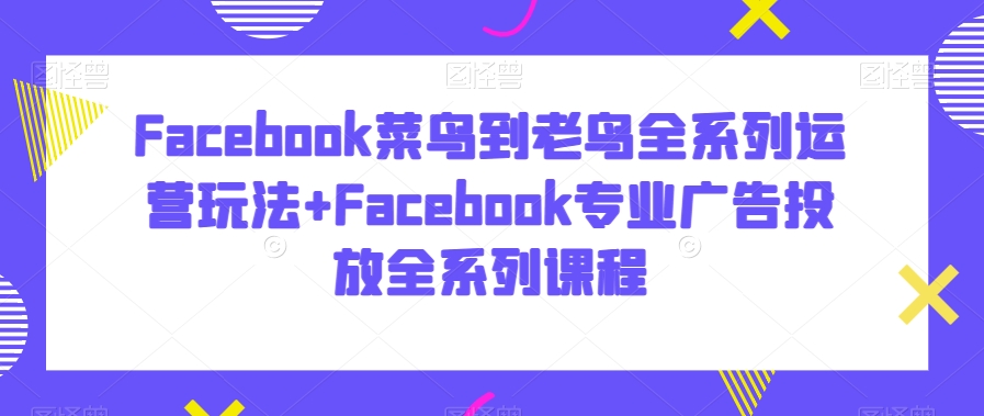 Facebook菜鸟到老鸟全系列运营玩法+Facebook专业广告投放全系列课程-创业资源库