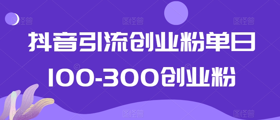 抖音引流创业粉单日100-300创业粉【揭秘】-创业资源库