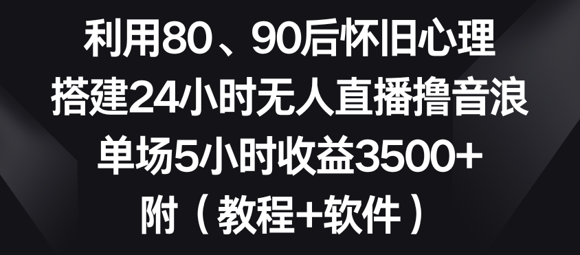 利用80、90后怀旧心理，搭建24小时无人直播撸音浪，单场5小时收益3500+（教程+软件）【揭秘】-创业资源库