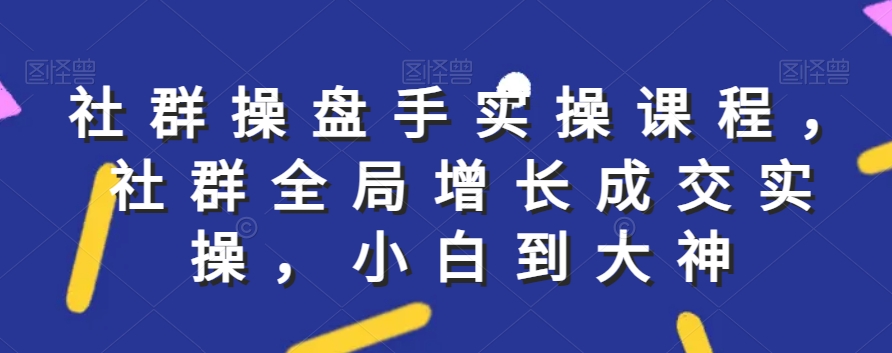 社群实操课程，社群全局增长成交实操，小白到大神-创业资源库