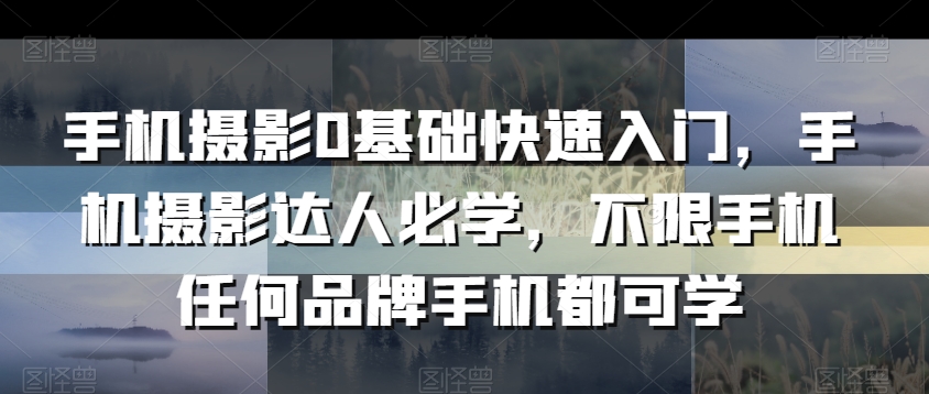 手机摄影0基础快速入门，手机摄影达人必学，不限手机任何品牌手机都可学-创业资源库