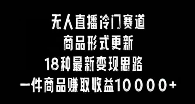 无人直播冷门赛道，商品形式更新，18种变现思路，一件商品赚取收益10000+【揭秘】-创业资源库