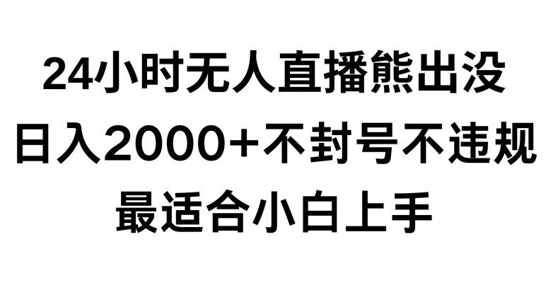 快手24小时无人直播熊出没，不封直播间，不违规，日入2000+，最适合小白上手，保姆式教学【揭秘】-创业资源库