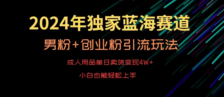 2024年独家蓝海赛道，成人用品单日卖货变现4W+，男粉+创业粉引流玩法，不愁搞不到流量【揭秘】-创业资源库