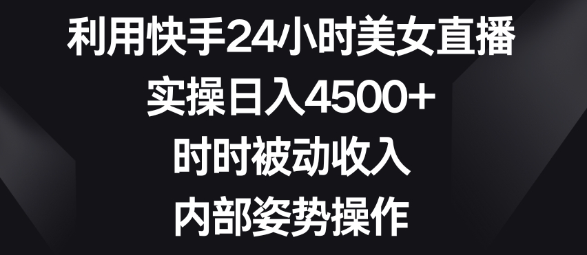 利用快手24小时美女直播，实操日入4500+，时时被动收入，内部姿势操作【揭秘】-创业资源库
