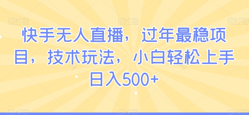 快手无人直播，过年最稳项目，技术玩法，小白轻松上手日入500+【揭秘】-创业资源库