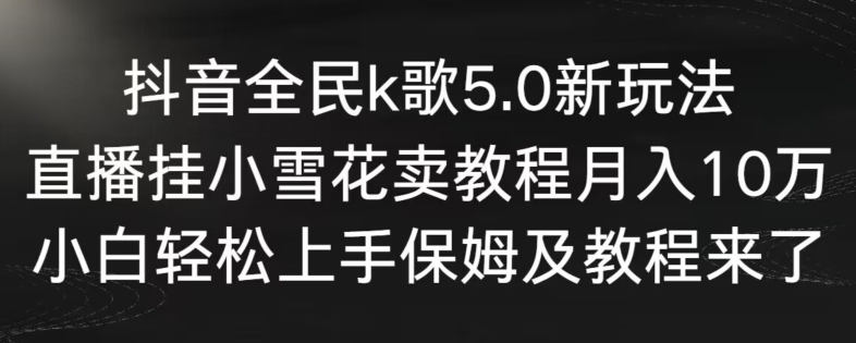 抖音全民k歌5.0新玩法，直播挂小雪花卖教程月入10万，小白轻松上手，保姆及教程来了【揭秘】-创业资源库