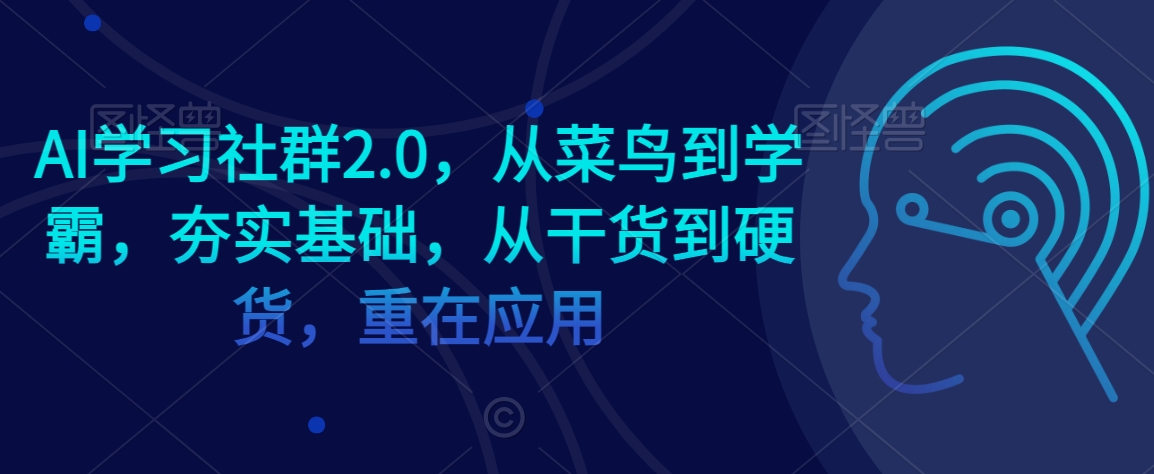 AI学习社群2.0，从菜鸟到学霸，夯实基础，从干货到硬货，重在应用-创业资源库
