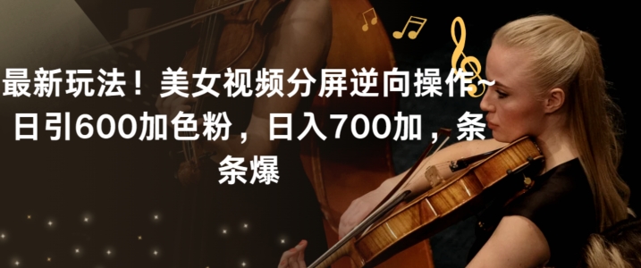 最新玩法！美女视频分屏逆向操作~日引600加色粉，日入700加，条条爆【揭秘】-创业资源库