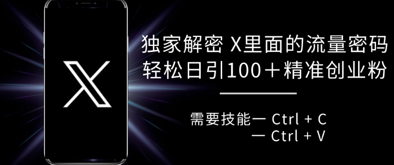 独家解密 X 里面的流量密码，复制粘贴轻松日引100+-创业资源库