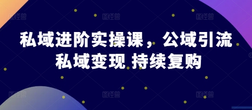 私域进阶实操课，公域引流 私域变现 持续复购-创业资源库