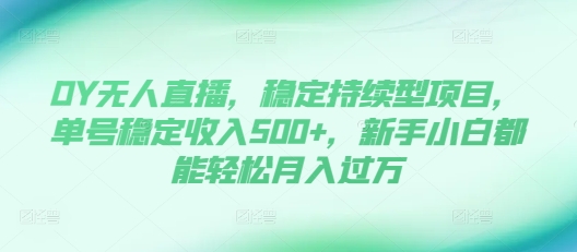 DY无人直播，稳定持续型项目，单号稳定收入500+，新手小白都能轻松月入过万【揭秘】-创业资源库