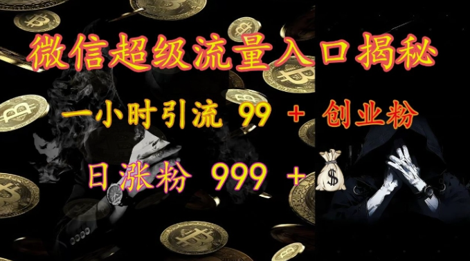 微信超级流量入口揭秘：一小时引流 99 + 创业粉，日涨粉 999 +-创业资源库