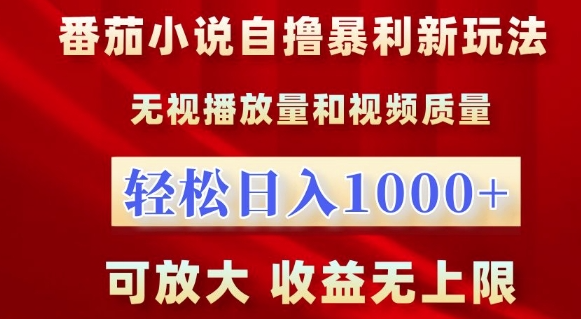 番茄小说自撸暴利新玩法，无视播放量，轻松日入1k，可放大，收益无上限【揭秘】-创业资源库