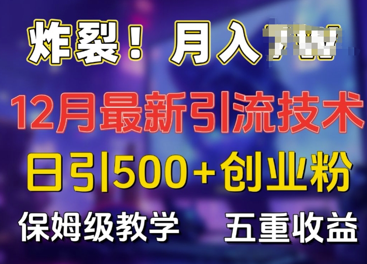 炸裂!揭秘12月最新日引流500+精准创业粉，多重收益保姆级教学-创业资源库