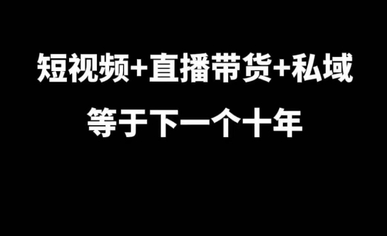 短视频+直播带货+私域等于下一个十年，大佬7年实战经验总结-创业资源库