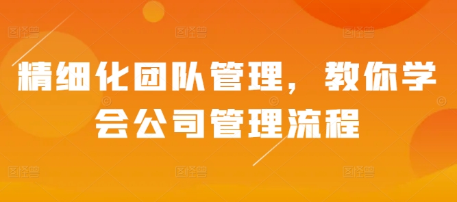 精细化团队管理，教你学会公司管理流程-创业资源库