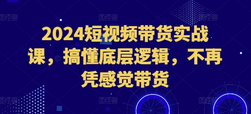 2024短视频带货实战课，搞懂底层逻辑，不再凭感觉带货-创业资源库