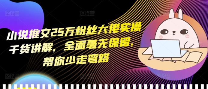 小说推文25万粉丝大佬实操干货讲解，全面毫无保留，帮你少走弯路-创业资源库