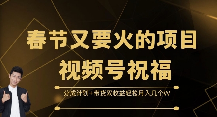 春节又要火的项目视频号祝福，分成计划+带货双收益，轻松月入几个W【揭秘】-创业资源库