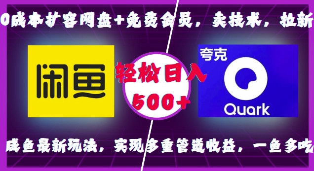 0成本扩容网盘+免费会员，卖技术，拉新，咸鱼最新玩法，实现多重管道收益，一鱼多吃，轻松日入500+-创业资源库