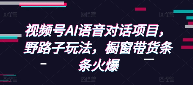 视频号AI语音对话项目，野路子玩法，橱窗带货条条火爆-创业资源库