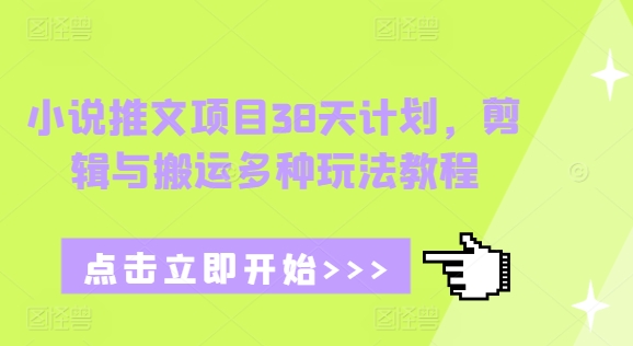 小说推文项目38天计划，剪辑与搬运多种玩法教程-创业资源库