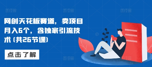 网创天花板赛道，卖项目月入6个，含独家引流技术(共26节课)-创业资源库