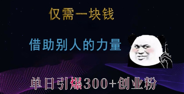 仅需一块钱，借助别人的力量，单日引爆300+创业粉、兼职粉【揭秘】-创业资源库