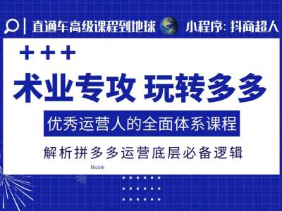 术业专攻玩转多多，优秀运营人的全面体系课程，解析拼多多运营底层必备逻辑-创业资源库