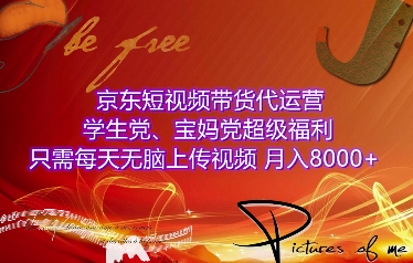 京东短视频带货代运营，学生党、宝妈党超级福利，只需每天无脑上传视频，月入8000+【仅揭秘】-创业资源库