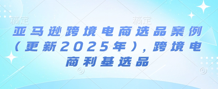 亚马逊跨境电商选品案例(更新2025年)，跨境电商利基选品-创业资源库