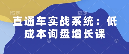 直通车实战系统：低成本询盘增长课，让个人通过技能实现升职加薪，让企业低成本获客，订单源源不断-创业资源库