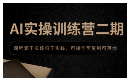AI实操训练营二期，课程源于实践归于实践，可操作可复制可落地-创业资源库