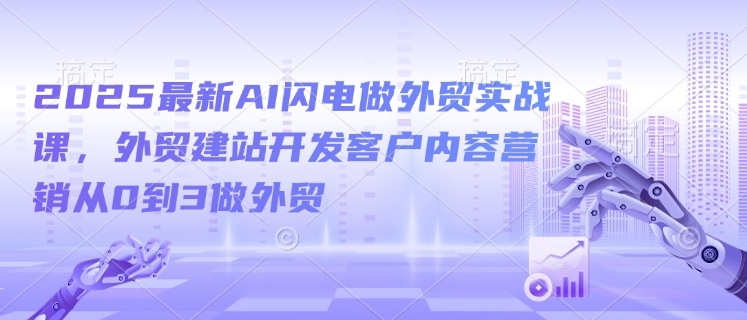 2025最新AI闪电做外贸实战课，外贸建站开发客户内容营销从0到3做外贸-创业资源库