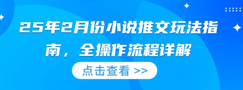 25年2月份小说推文玩法指南，全操作流程详解-创业资源库