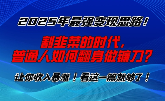 2025年最强变现思路，割韭菜的时代， 普通人如何翻身做镰刀？【揭秘】-创业资源库