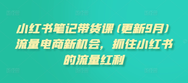 小红书笔记带货课(更新25年2月)流量电商新机会，抓住小红书的流量红利-创业资源库