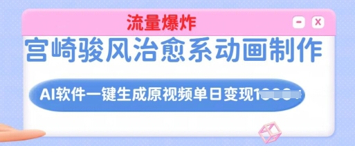宫崎骏风治愈系动画制作，AI软件一键生成原创视频流量爆炸，单日变现多张，详细实操流程-创业资源库