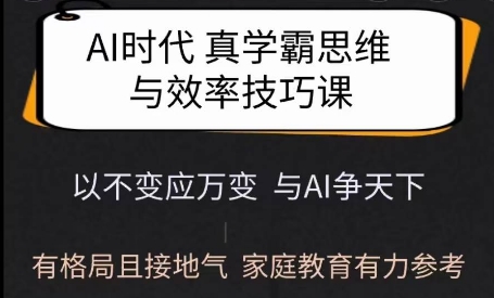 Ai时代真学霸思维与学习方法课，有格局且接地气，家庭教育有力参考-创业资源库