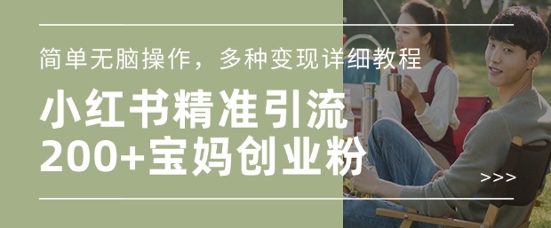 小红书混剪日引200+宝妈创业粉，简单无脑操作，多种变现详细教程-创业资源库