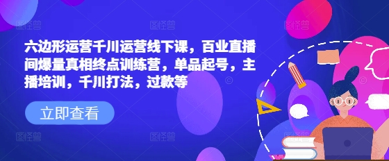 六边形运营千川运营线下课，百业直播间爆量真相终点训练营，单品起号，主播培训，千川打法，过款等-创业资源库