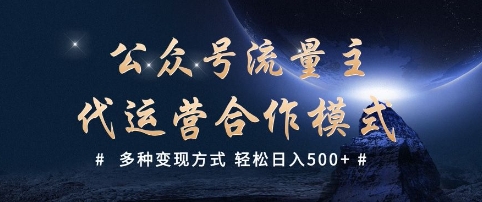 公众号流量主代运营  多种变现方式 轻松日入5张【揭秘】-创业资源库