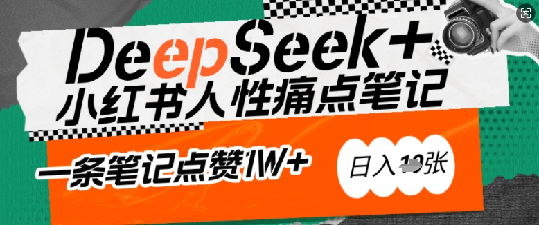 AI赋能小红书爆款秘籍：用DeepSeek轻松抓人性痛点，小白也能写出点赞破万的吸金笔记，日入多张-创业资源库